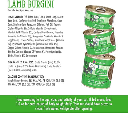 Weruva Cats in The Kitchen, Lamb Burger-ini Wet Cat Food, 10oz Can (Pack of 12)