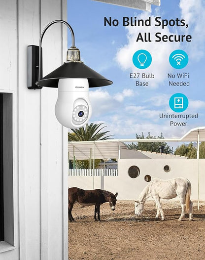LaView 4G LTE Cellular Light Bulb Security Camera,360°2K Security Cameras Wireless Outdoor Indoor 4MP Full Color Day and Night,Motion Detection, Audible Alarm,Easy Installation,Compatible with Alexa