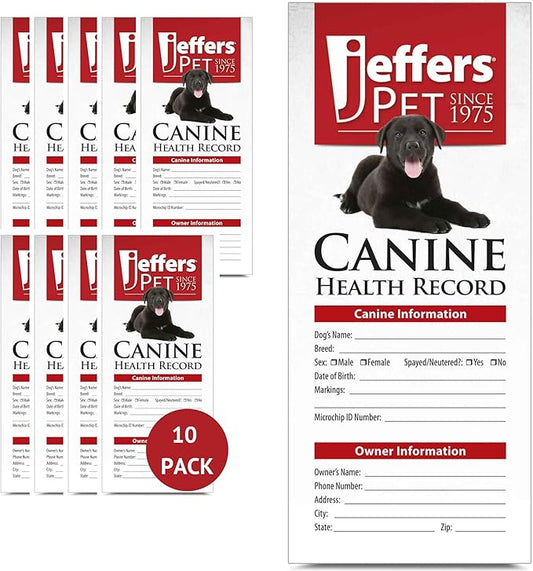 Jeffers Canine Health Records, 10 Pack - Health Tracker & Monitor Logbook for Vaccinations, Treatment and Wellness, Includes Owner Info, Veterinary Record Keeper, Dog Care Organizer