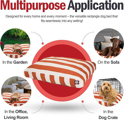 Majestic Pet Rectangle Large Dog Bed Washable – Non Slip Comfy Pet Bed – Dog Crate Bed with Removable Washable Cover – Dog Kennel Bed for Sleeping - Dog Bed Large Breed 44x36x5 Inch – Burnt Orange