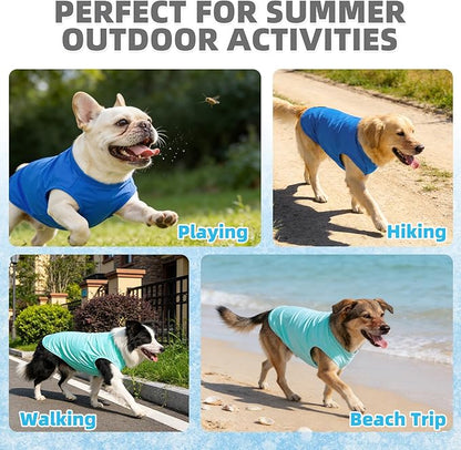 KOOLTAIL Dog Clothes for Large Dogs Boys Girls, 5 Pack Cotton Comfortable Dog T Shirts Coats for Outdoor, UV & Insect Protection Anti-Hair Loss & Lightweight Pet Vest Tank Tops Apparel,Blue&Green,3XL