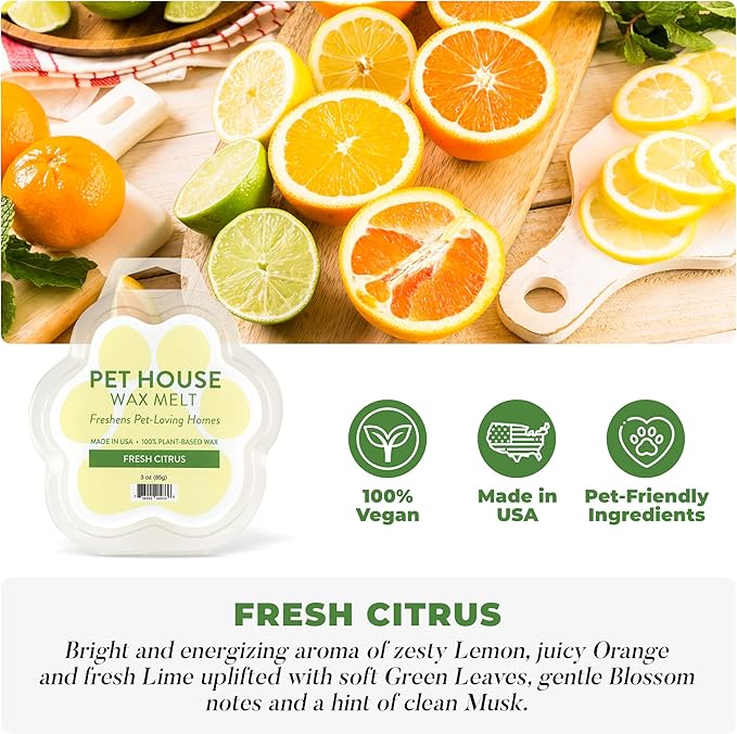 Pet House Lavender Green Tea, Fresh Citrus Scented Wax Melts - Long-Lasting Plant Based Summer Wax Melts Pet Friendly Pack of 2