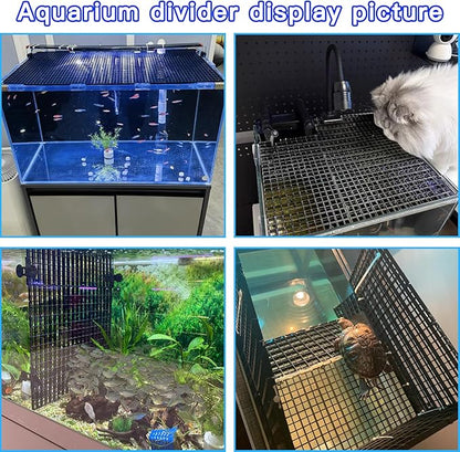 Adjustable Aquarium Fish Tank Divider Filter Bottom Plastic Grid Fish Tank Isolation Board Egg Crate Tray((Black, 2pcs 11.8X11.8Inch with 0.35Inch Hole)