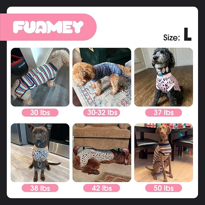 FUAMEY Recovery Suit for Dogs After Surgery,Soft Breathable Dog Bodysuit E-Collar & Cone Alternative Surgical Suit,Male Female Dog Neuter Spay Suits Anti Licking Wounds Onesie Green Black Stripes L