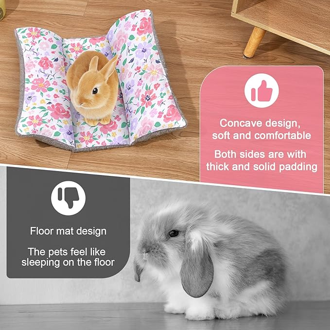 Rabbit Bed 18"X15"Thickened and Soft Bunny Bed Washable Cuddle Cushion Plush Mat Double-Sided Plush Small Pet Flop Mat Cotton Pillow for Rabbit
