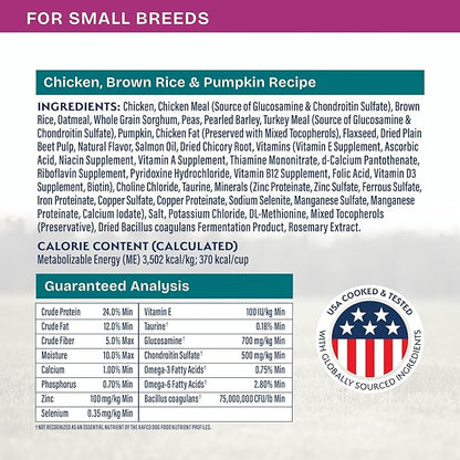 Natural Balance Health Protection Small Breed Dry Dog Food – Whole Body Health, Easy on Digestion Dog Food Made with Chicken, Brown Rice & Pumpkin for Dogs - 4lbs.