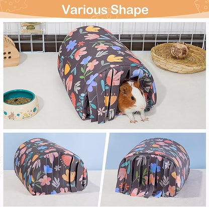 Guinea Pig Hideout Washable Guinea Pigs Tunnel with Curtains Hamster Hideout Cozy Guinea Piggy House Fit for Guinea Pig Cages Soft Guinea Pigs Accessories for Small Animals Hamster/Chinchilla/Bunny