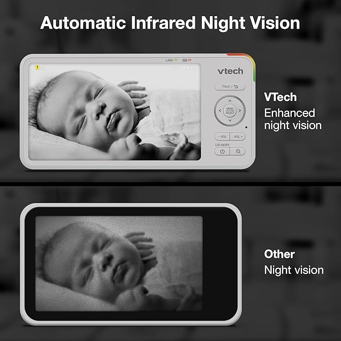 VTech Advanced HD Twin Baby Monitor – 2 Cameras, 5.5" IPS Screen, Pan-Tilt-Zoom, No WiFi, Night Vision, 2-Way Talk, Lullabies, Soothing Sounds