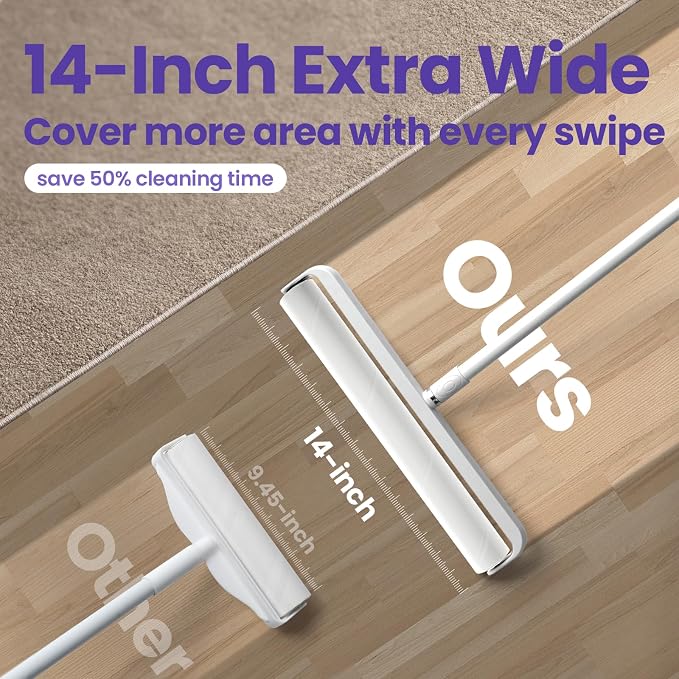 DELOMO 14.17” Large Lint Roller Refills, 4 Packs, 200 Extra Sticky Sheets | Sticky Roller Refills, Easy Tear Sheets, Compatible Only with DELOMO 14.17” Lint Roller, Floors, Carpets, Couches, Pet Hair