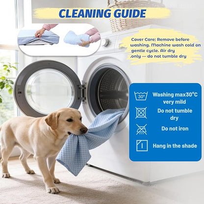 Cooling Dog Bed for Large Dogs, Washable Memory Foam Dog Beds for Crate with Joint Relief, Waterproof Liner and Removable Cover (41’’x 29’’)