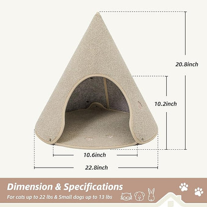 BEQHAUSE Cat Beds for Indoor Cats, Cat Cave Bed with Non-Slip Bottom, Anti-Scratch Cat House Cat Tent for Kittens and Small Dogs, Foldable Kitten Hideaway Machine Washable,22.8 * 22.8 * 20.8in, Beige
