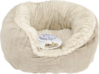 SPOT Sleep Zone Faux Suede Carved Plush Lounger, Cuddler, Napper Dog Bed - Fabric Bottom - 21X17 Inches/Tan/Attractive, Durable, Comfortable, Washable.