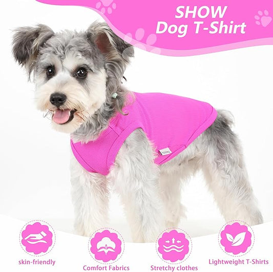 2 Pack Dog Clothes for Small Dogs Summer Dog Shirt Vest Girl Boy Lightweight Puppy T-Shirts Blank Soft and Cool Pet Clothing Sleeveless Medium Large Dog Outfit (Pink+D-Pink, Small)