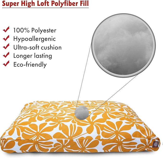 Yellow Plantation Extra Large Rectangle Indoor Outdoor Pet Dog Bed With Removable Washable Cover By Majestic Pet Products