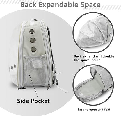 Pet Carrier Backpack Expandable for Cats and Small Dogs, Breathable Anti-Collapse Design, Airline Approved Travel Backpack for Hiking and Outdoor Use (Back Expandable-Grey)