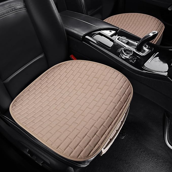 VarCozy Linen Car Seat Covers, Bottom Breathable Seat Covers for Cars for All Seasons with Non-Slip Protector, Universal Seat Covers for Cars, SUVs, Trucks