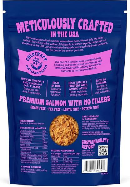 Finfare Freeze Dried Cat Food Toppers, Salmon Sprinkles, Grain Free Meal Toppers for Cats to Support Taste & Nutrition - High Protein & Omega-3s, Crafted in USA, 6oz