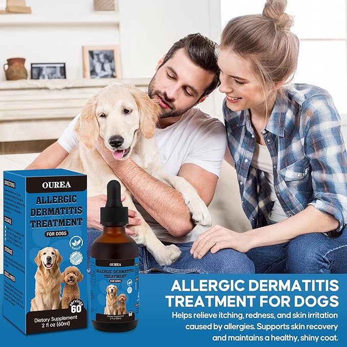 Dog Dermatitis Treatment for Allergies, Natural Itch Relief Drop & Hot Spot Support for Itchy, Red, Irritated Skin, Herbal Formula for Dog Allergy Relief, Dermatitis Treatment, Dog Itching Skin Relief