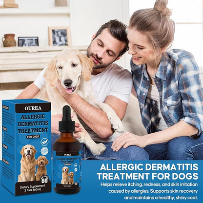 Dog Dermatitis Treatment for Allergies, Natural Itch Relief Drop & Hot Spot Support for Itchy, Red, Irritated Skin, Herbal Formula for Dog Allergy Relief, Dermatitis Treatment, Dog Itching Skin Relief
