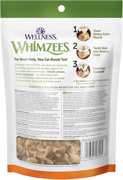 Wellness WHIMZEES Cat Dental Treats, Freshens Breath, Chicken Flavor, 4.5 oz Bag