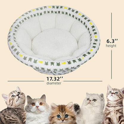 AIWIKIDE Super Soft Small Dog & Cat Bed, Anti-Anxiety Puppy Cuddler, Cozy Round Fluffy Plush Pet Bed, Machine Washable Faux Fur Donut Cuddler
