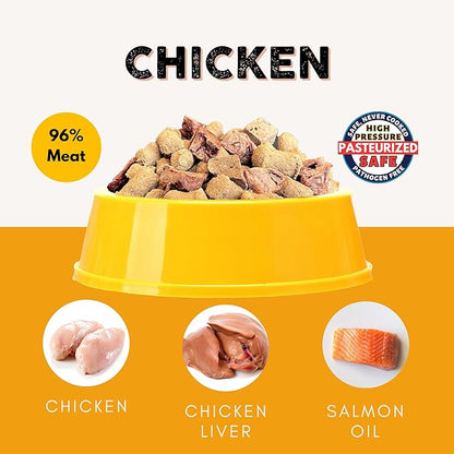 Nature's Diet Ready Raw : Freeze-Dried Raw Dog Food, Chicken, Human Grade, High Pressure Pasteurized (HPP), 96% Meat, Organ, Bone, Safe & Natural, Dry or Wet Feeding