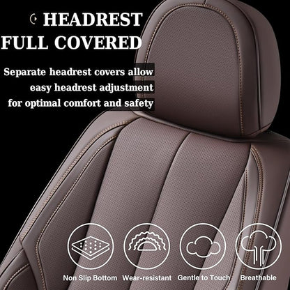 Coverado Seat Covers, Car Seat Covers Front Seats, Car Seat Cover, Car Seat Protector Waterproof, Car Seat Cushion Nappa Leather, Brown Seat Covers Carseat Cover Universal Fit for Most Cars