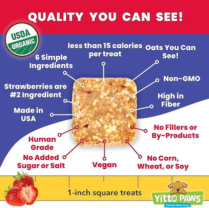 Organic Dog Treats – Crunchy, Strawberry & Peanut Butter Training Dog Biscuits – Vegan, Human-Grade, No Sugar Added – Healthy, All Natural – Made in USA for All Breeds, 3-Pack (24 oz)
