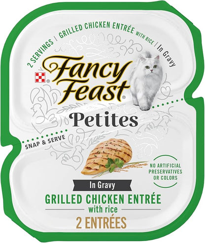 Purina Fancy Feast Petites Grilled Chicken Entrée With Rice In Gravy Gourmet Wet Cat Food - (Pack of 12) 2.8 oz. Tubs