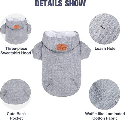 BEAUTYZOO Dog Sweaters for Large Dogs Girls Boys, Warm Winter Dog Hoodie Sweatshirt with Pocket & Leash Hole,Soft Waffle-Like Laminated Cotton Pet Clothes for Big Breeds Indoor Outdoor Cold Weather