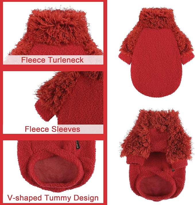 Dog Sweater Chihuahua Sweatshirt Dog Clothes for Small Dogs Girl Boy Soft Fleece Coat for Small Dogs Cat Clothes Soft Puppy Cat Clothing, Red, XS