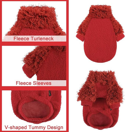 Dog Sweater Chihuahua Sweatshirt Dog Clothes for Small Dogs Girl Boy Soft Fleece Coat for Small Dogs Cat Clothes Soft Puppy Cat Clothing, Red, XS