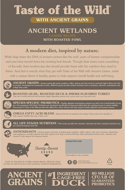 Taste of the Wild Ancient Wetlands Canine Recipe with Roasted Fowl and Ancient Grains 14lb