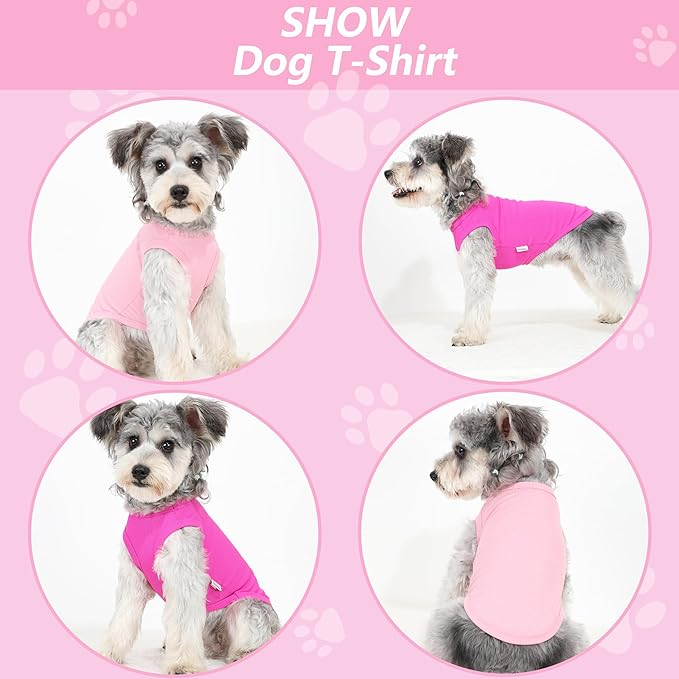 2 Pack Dog Clothes for Small Dogs Summer Dog Shirt Vest Girl Boy Lightweight Puppy T-Shirts Blank Soft and Cool Pet Clothing Sleeveless Medium Large Dog Outfit (Pink+D-Pink, XX-Large)