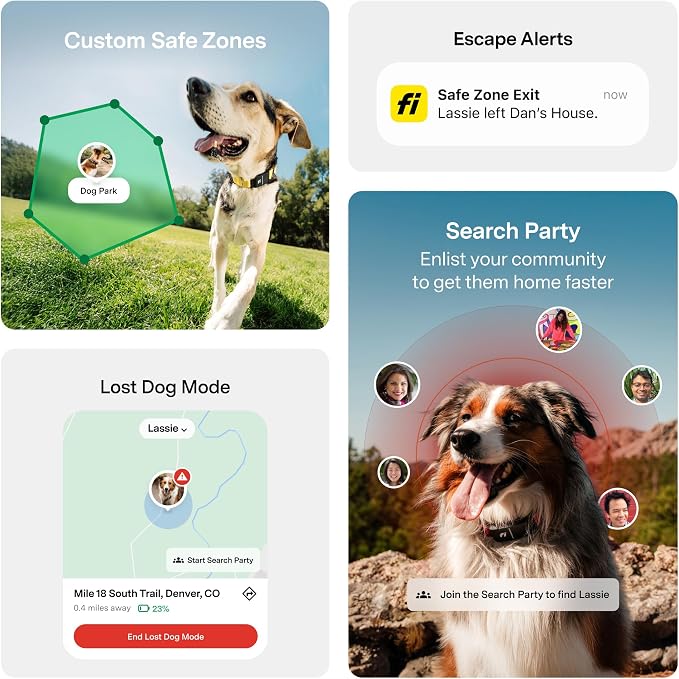 Fi Series 3+ GPS + Health Dog Collar, Yellow, X-Small, 12-Month Membership | Smart GPS dog collar with live tracking, health & behavior, Escape Alerts, LED light. Waterproof and Apple Watch compatible.