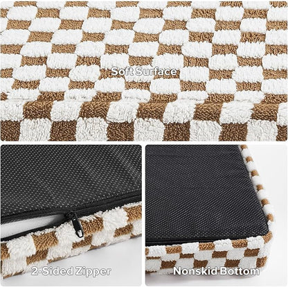 JOEJOY Dog Bed for Large Dogs, XLarge Orthopedic Dog Bed with Removable Washable Cover, Cute Modern Plush & Memory Egg Crate Foam Dog Bed, 42 x 28 inch, Brown