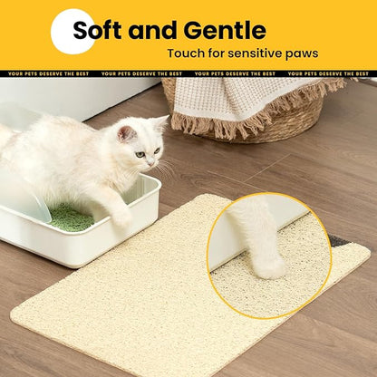 Conlun Cat Litter Mat Litter Trapping Mat, Premium Durable PVC Cute Cat Litter Box Mat, Non-Slip, Less Waste Kitty Litter Mat, Soft on Kitty’s Paws, 24”x 17” cat matts for litter