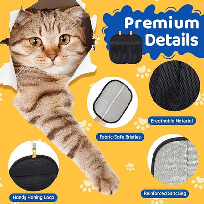 Pet Hair Removal Glove for Dogs & Cats, 2 Packs Five-Finger Grip, Black | Reusable Washable Pet Hair Remover Tool, Lightweight Ergonomic Portable Dog Hari Remover for Couch, Carpet, Bed, Cloth