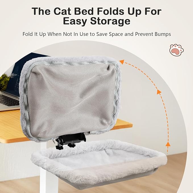 Lilyang Cat Desk Bed, Keep Cats Off Your Keyboard, Super-Sized Clamp for Stability, Sunken Hammock Design, Reversible & Washable Bed Cover, Easy No-Tools Assembly, Holds 40LB