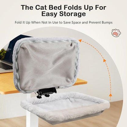 Lilyang Cat Desk Bed, Keep Cats Off Your Keyboard, Super-Sized Clamp for Stability, Sunken Hammock Design, Reversible & Washable Bed Cover, Easy No-Tools Assembly, Holds 40LB