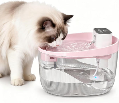 74oz/2.2L Cordless Cat Water Fountain, 5000mAh Battery Operated | 3 Smart Modes, with Motion Sensor, Ultra-Quiet, Pet Drinking Dispenser with LED Light, Wireless Fountain for Cats, Dogs