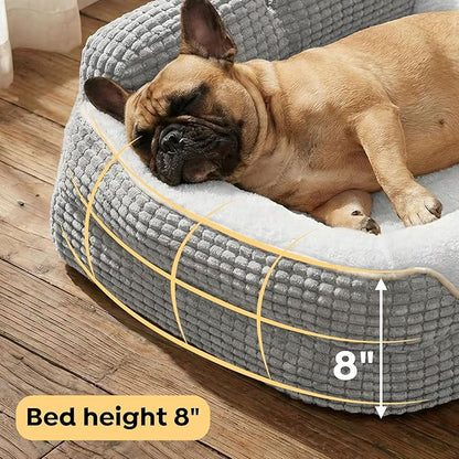 Veehoo Cute Small Dog Bed, Orthopedic Waterproof Pet Beds for Small Dogs, High Back Non-Slip Bottom and Egg-Crate Foam Puppy Couch Sofa with Washable Removable Cover Grey, 24"