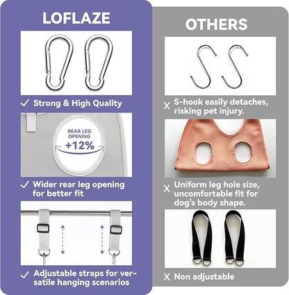 Loflaze Dog Grooming Hammock Harness for Dogs & Cats with Pet Nail Clipper Trimmer - Cat Hanger Sling for Trimming Clipping Nails- Dog Hammock Restraint Bag for Small Medium Large pet （ Grey XL ）