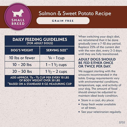 Natural Balance Limited Ingredient Grain Free Salmon & Sweet Potato Dry Dog Food for Small Breed Adults, Sensitive Stomach, 12 lb