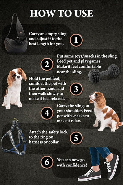 Noah & Paw Dog Sling Carrier for Small Dogs 3-10lb, Dog Sling for Small Dogs and Cats, Dog Carrier with Adjustable Padded Strap, Vegan Denim Lined with Fur, 3X Safety Features, Machine Washable