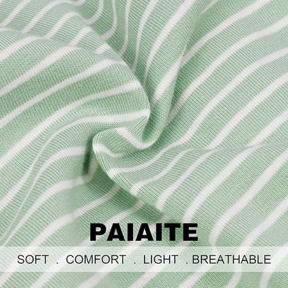 Paiaite Green Striped Dog Pajamas: 4-Legged Cotton Stretchable Jumpsuit Pjs - Lightweight Cozy Puppy Onesie Clothes, Comfortable Pet Sleepwear for Hair Shedding Coverage XS