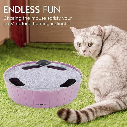 Pawaboo Interactive Cat Toy with Running Mouse, Electronic Motion Cat Toy Automatic Teaser for Indoor Cats, Pop and Play Hide Seek Cats Toys Hunting Mouse for Pet Kitten Play Fun Exercise, Purple