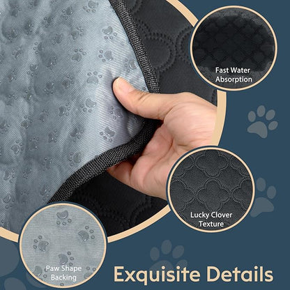 FunFurry Washable Guinea Pig Cage Liner - 2 Pack Reusable Washable Pee Pads，Waterproof Guinea Pig Bedding for Small Animal - Rabbit Bunny Hamster Puppy (Dark Grey, 24" X 47" - 2 Pack)