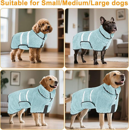 Bienbee Dog Bathrobe, Quick Drying Super Absorbent Dog Robes for After Bath, Warm Keeping Dogs Towel, Dogs Bath Supplies, Light Green L