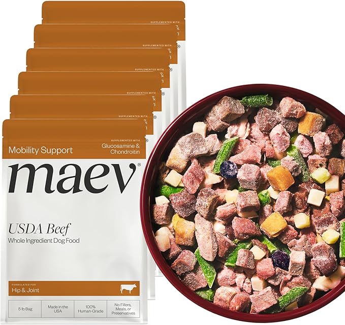 Maev Human-Grade Beef Dog Food, Hip & Joint Formula, Whole Ingredient, Gluten-Free, High Protein Puppy & Dog Food, 30 lb